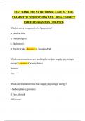 TEST BANK FOR NUTRITIONAL CARE ACTUAL EXAM WITH 70QUESTIONS AND 100&percnt; CORRECT VERIFIED ANSWERS UPDATED