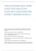 HSPA &lpar;IAHCSMM&rpar; CRCST EXAM LATEST 2025-2026 STUDY GUIDE WITH CQUESTIONS AND CORRECT ANSWERS RATED A&plus;