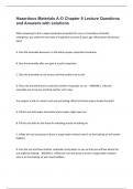 Hazardous Materials A-O Chapter 8 Lecture Questions and Answers with solutions