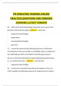 PN PEDIATRIC NURSING ONLINE PRACTICE QUESTIONS AND VERIFIED ANSWERS LATEST VERSION
