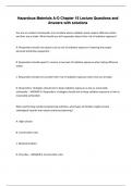 Hazardous Materials A-O Chapter 15 Lecture Questions and Answers with solutions