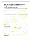 Biol 121 &lpar;Dr Zhu&rpar; Final Exam Actual study set with Questions and correct&sol;verified Answers