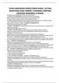 TEXAS EMISSIONS INSPECTIONS EXAM &sol; ACTUAL QUESTIONS AND CORRECT ANSWERS &lpar;VERIFIED&comma; DETAILED ANSWERS&rpar; A GRADE&period;