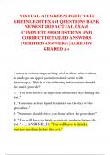 VIRTUAL ATI GREENLIGHT&sol; VATI  GREENLIGHT EXAM QUESTIONS BANK  NEWEST 2025 ACTUAL EXAM  COMPLETE 550 QUESTIONS AND  CORRECT DETAILED ANSWERS  &lpar;VERIFIED ANSWERS&rpar; &vert;ALREADY  GRADED A&plus;