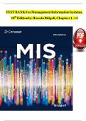 TEST BANK For Management Information Systems&comma; 10th Edition by Hossein Bidgoli&comma; Chapters 1 - 14
