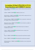 Accounting 110  Bundled Exam Questions WITH  CORRECT Answers