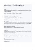 Algorithms - Final Study Cards questions and answers