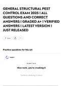 GENERAL STRUCTURAL PEST CONTROL EXAM 2025 &vert; ALL QUESTIONS AND CORRECT ANSWERS &vert; GRADED A&plus; &vert; VERIFIED ANSWERS &vert; LATEST VERSION &vert; JUST RELEASED