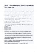 Week 1 Introduction to algorithms and the digital society questions and answers