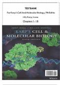 TEST BANK FOR KARP&rsquo;S CELL AND MOLECULAR BIOLOGY 9TH EDITION BY GERALD KARP CHAPTER 1-18 QUESTIONS WITH CORRECT REVISED ANSWERS A&plus; ALREADY GRADED 