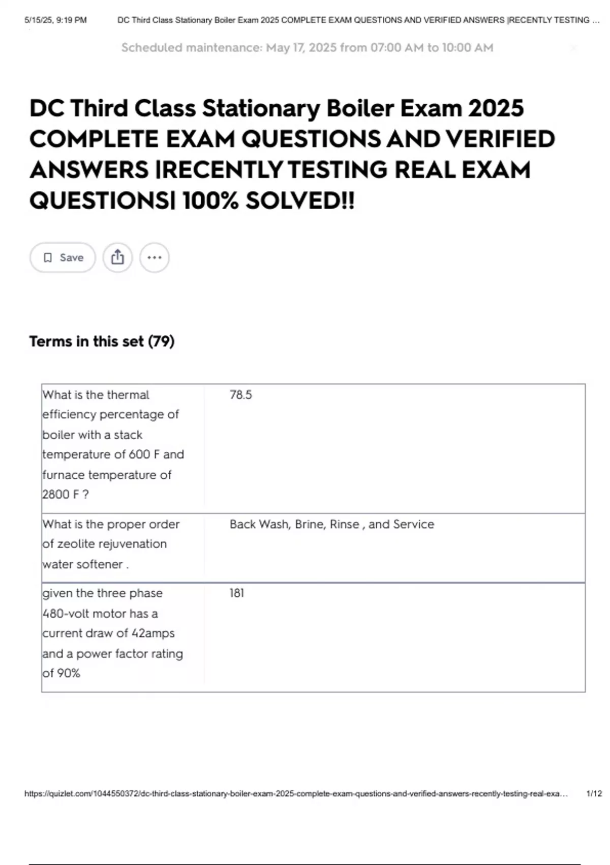 DC Third Class Stationary Boiler Exam 2025 COMPLETE EXAM QUESTIONS AND