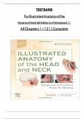 TEST BANK FOR ILLUSTRATED ANATOMY OF THE HEAD AND NECK 5TH EDITION BY FEHRENBACH ALL CHAPTERS 1-12 QUESTIONS WITH REVISED ANSWERS A&plus;  VERIFIED 100&percnt; PASS 