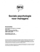 Samenvatting Sociale psychologie voor managers