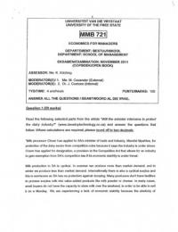 MMB711 or MMB721 Economics for managers &lpar;Microeconomics&rpar;&colon; Exam paper only 2011 end &plus; mid&lpar;2&rpar; &plus; Jan