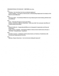 Organizational Psychology - Midterm 2013-2014 - Samenvatting Papers