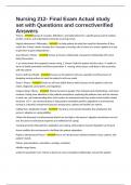 Nursing 212- Final Exam Actual study set with Questions and correct&sol;verified Answers