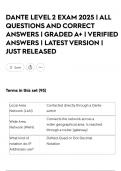 DANTE LEVEL 2 EXAM 2025 &vert; ALL QUESTIONS AND CORRECT ANSWERS &vert; GRADED A&plus; &vert; VERIFIED ANSWERS &vert; LATEST VERSION &vert; JUST RELEASED