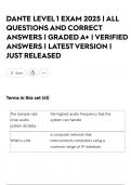 DANTE LEVEL 1 EXAM 2025 &vert; ALL QUESTIONS AND CORRECT ANSWERS &vert; GRADED A&plus; &vert; VERIFIED ANSWERS &vert; LATEST VERSION &vert; JUST RELEASED