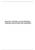 BIOLOGY 198 FINAL EXAM 2025&sol;2026 &ndash; VERIFIED QUESTIONS AND ANSWERS &emsp;