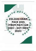 ZOL2602 EXAM PACK 2025 - QUESTIONS AND ANSWERS