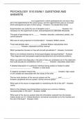 PSYCHOLOGY 1010 EXAM 1 QUESTIONS AND ANSWERS
