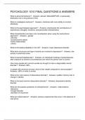 PSYCHOLOGY 1010 FINAL QUESTIONS & ANSWERS
