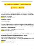 CLC Certified Lactation Counselor Exam Actual 2025 Complete Questions and Answers Latest &lpar;2025 &sol; 2026&rpar; &lpar;Verified Answers by Expert&rpar;