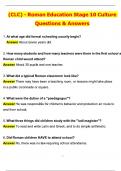 CLC - Roman Education Stage 10 Culture Questions Actual 2025 Complete Questions and Answers Latest &lpar;2025 &sol; 2026&rpar; &lpar;Verified Answers by Expert&rpar;