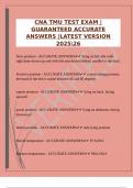 COMPLETE PACKAGE DEAL FOR THE CNA TMU EXAMS &vert;TEST QUESTIONS &vert;NOTES 202526 &vert;GUARANTEED ACCURATE ANSWERS