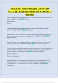 NURS 327 Midterm Exam UPDATED   ACTUAL  Exam Questions and CORRECT  Answers