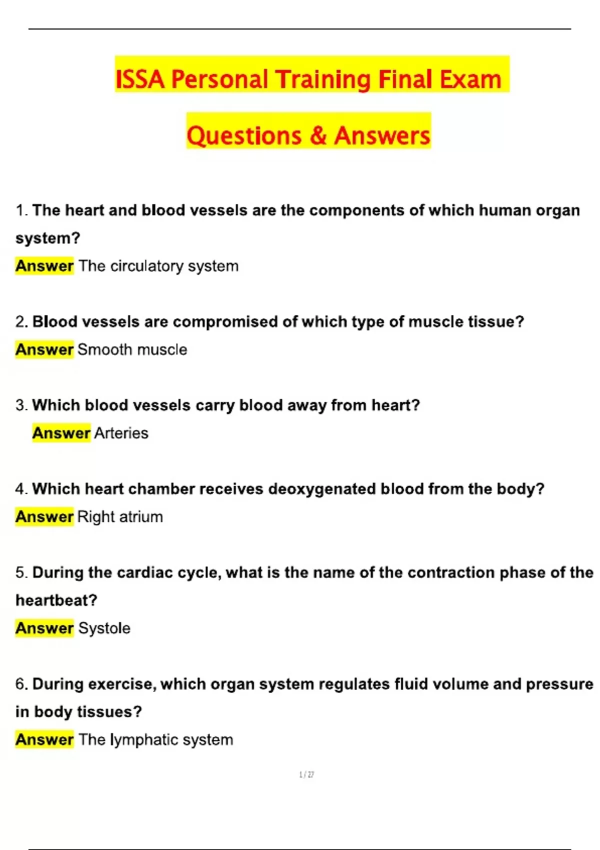 2026 ISSA Personal Training Final Exam Complete Actual Questions and ...