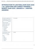 INTRODUCTION TO LAW FINAL EXAM 20252026  &vert; ALL QUESTIONS AND CORRECT ANSWERS &vert;  NEWEST EXAM 2025 &vert; GRADED A&plus; &vert; VERIFIED  ANSWERS  