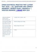 CFESA ELECTRICAL PRACTICE TEST &lpar;LATEST  TEST 2025&rpar; &vert; ALL QUESTIONS AND CORRECT  ANSWERS &vert; NEWEST EXAM &vert; GRADED A&plus; &vert;  VERIFIED ANSWERS BRAND NEW 2025 