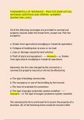 FUNDAMENTALS OF INSURANCE - PRACTICE EXAM &lpar;ACTUAL  2025&sol;2026&rpar; QUESTIONS AND VERIFIED ANSWERS &lbrack;DISTINCTION LEVEL&rsqb;