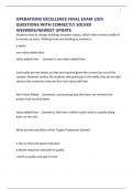 OPERATIONS EXCELLENCE FINAL EXAM 2025 QUESTIONS WITH CORRECTLY SOLVED ANSWERS&sol;NEWEST UPDATE
