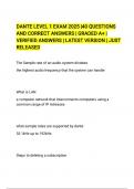 DANTE LEVEL 1 EXAM 2025 &vert;40 COMPLETE REAL EXAM QUESTIONS AND CORRECT ANSWERS &vert;VERIFIED ANSWERS&vert;GRADED A&plus; &vert;LATEST EXAM &lpar;JUST RELEASED&rpar;