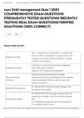 nurs 5461 management Quiz 1 2025 COMPREHENSIVE EXAM QUESTIONS &vert;FREQUENTLY TESTED QUESTIONS &vert;RECENTLY TESTING REAL EXAM QUESTIONS&vert;VERIFIED SOLUTIONS &lpar;100&percnt; CORRECT&rpar;