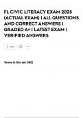 FL CIVIC LITERACY EXAM 2025 &lpar;ACTUAL EXAM&rpar; &vert; ALL QUESTIONS AND CORRECT ANSWERS &vert; GRADED A&plus; &vert; LATEST EXAM &vert; VERIFIED ANSWERS