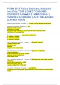 PUBH 6012 Policy Medicare&comma; Medicaid and Chip TEST &vert; QUESTIONS AND CORRECT ANSWERS &vert; GRADED A&plus; &vert; VERIFIED ANSWERS &vert; JUST RELEASED &lpar;LATEST TEST&rpar;