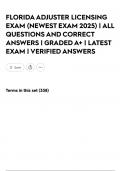 FLORIDA ADJUSTER LICENSING EXAM &lpar;NEWEST EXAM 2025&rpar; &vert; ALL QUESTIONS AND CORRECT ANSWERS &vert; GRADED A&plus; &vert; LATEST EXAM &vert; VERIFIED ANSWERS