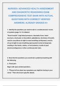 NURS550&colon; ADVANCED HEALTH ASSESSMENT AND DIAGNOSTIC REASONING EXAM&period; COMPREHENSIVE TEST BANK WITH ACTUAL QUESTIONS WITH CORRECT VERIFIED ANSWERS&period; ALREADY GRADED A&plus; 
