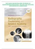 Test Bank for Bontragers Textbook of Radiographic Positioning and Related Anatomy 10th Edition by Lampignano &vert;&vert;Latest Edition &vert;&vert; All Chapters 1-20