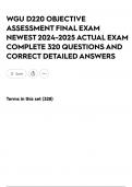 WGU D220 OBJECTIVE ASSESSMENT FINAL EXAM NEWEST 2024-2025 ACTUAL EXAM COMPLETE 320 QUESTIONS AND CORRECT DETAILED ANSWERS 