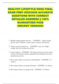 HEALTHY LIFESTYLE HOSA FINAL  EXAM PREP 2025&sol;2026 ACCURATE  QUESTIONS WITH CORRECT  DETAILED ANSWERS &vert;&vert; 100&percnt;  GUARANTEED PASS  <RECENT VERSION> 