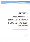 TRT3705 Assignment 3 Semester 1 Memo &vert; Due 16 May 2025