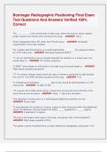 Bontrager Radiographic Positioning Final Exam  Test Questions And Answers Verified 100&percnt;  Correct