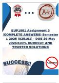 EUP1501 Assignment 5 &lpar;COMPLETE ANSWERS&rpar; Semester 1 2025 &lpar;825161&rpar; - DUE 29 May 2025&semi;100&percnt; CORRECT AND TRUSTED SOLUTIONS