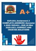 EUP1501 Assignment 5 &lpar;COMPLETE ANSWERS&rpar; Semester 1 2025 &lpar;825161&rpar; - DUE 29 May 2025&semi;100&percnt; CORRECT AND TRUSTED SOLUTIONS