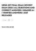 NRSG 257  FINAL EXAM NEWEST EXAM 2025 &vert; ALL QUESTIONS AND CORRECT ANSWERS &vert; GRADED A&plus; &vert; VERIFIED ANSWERS &vert; JUST RELEASED