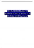 Biological Psychology&comma; 13th Edition&comma; James W&period; Kalat Test Bank